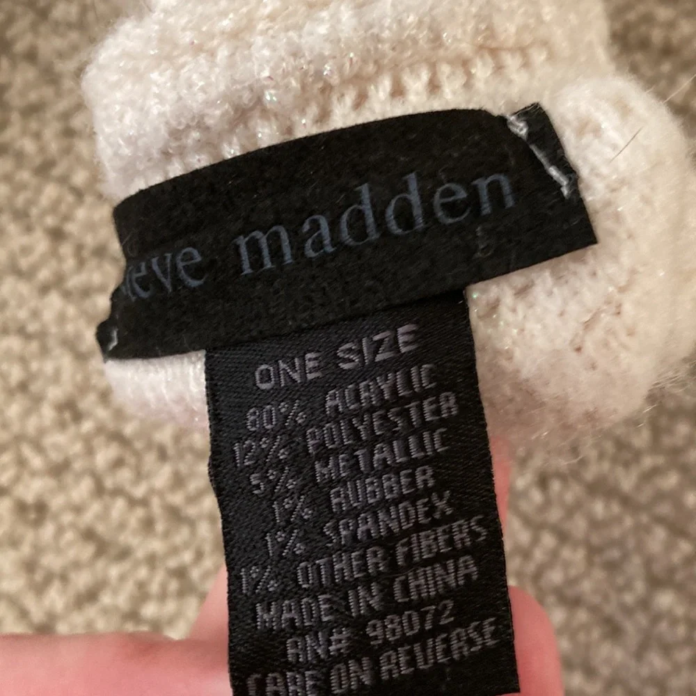 Steve Madden Glitter Texting Gloves Cream Women’s One Size EUC Read Description